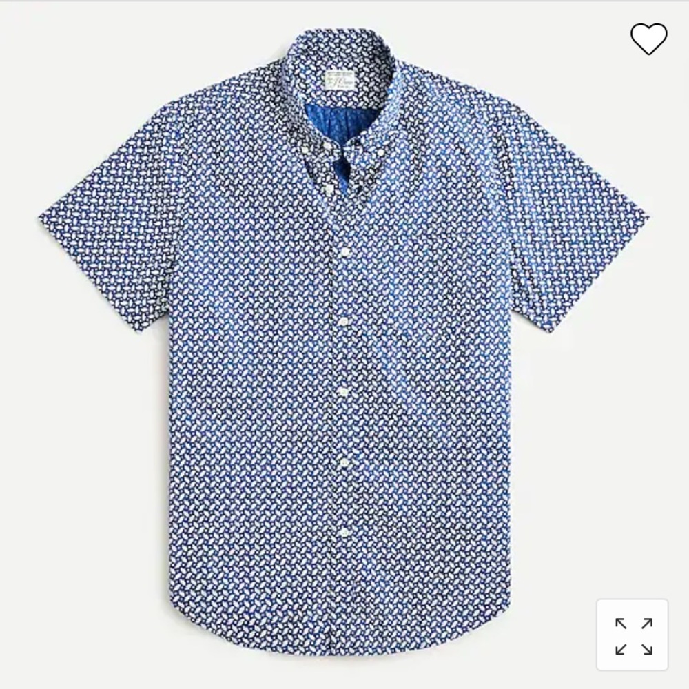J. Crew Short-sleeve stretch cotton poplin shirt in geometric leaves print